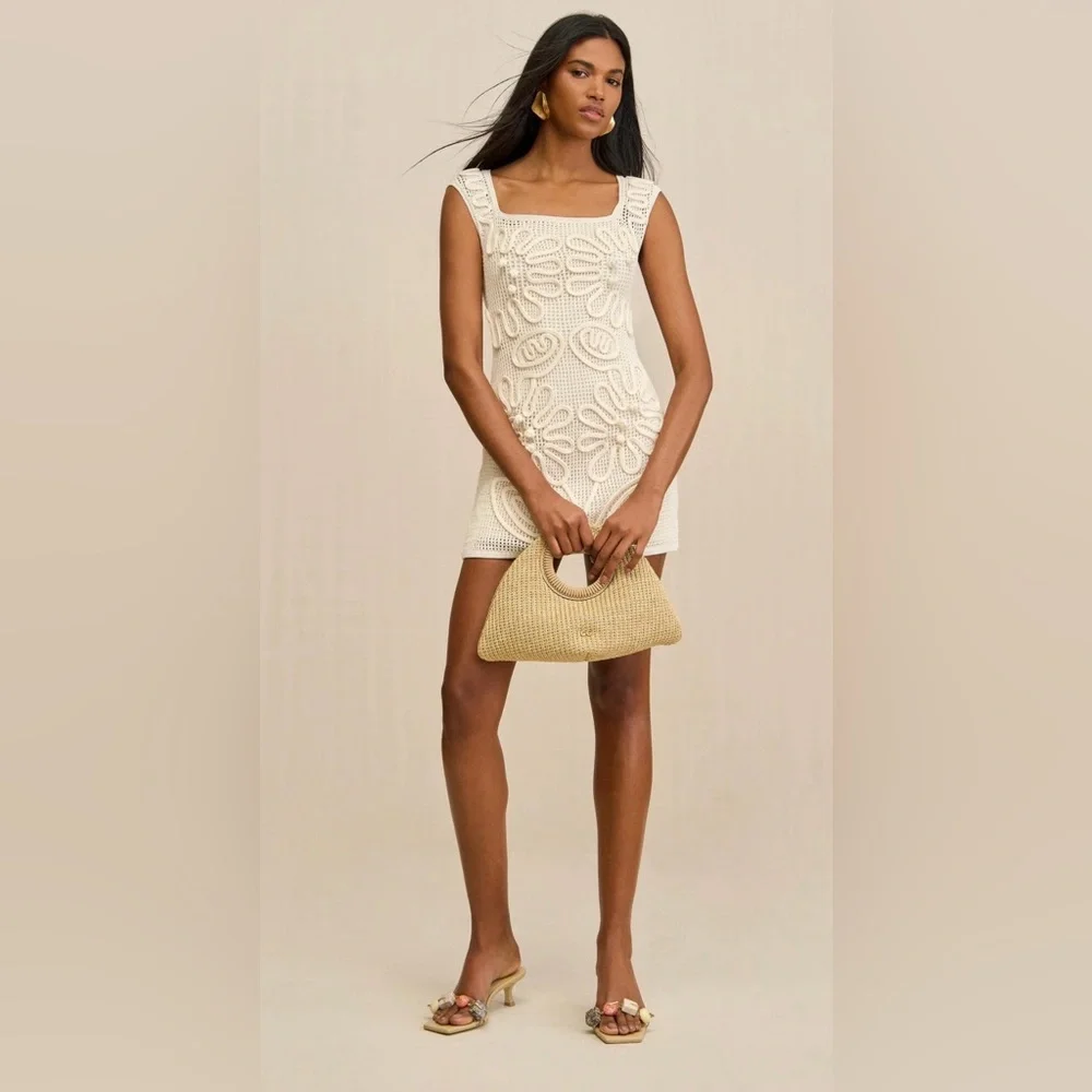 cult gaia Off White Chimi Crochet Knit Mini Dress - Picture 1 of 6